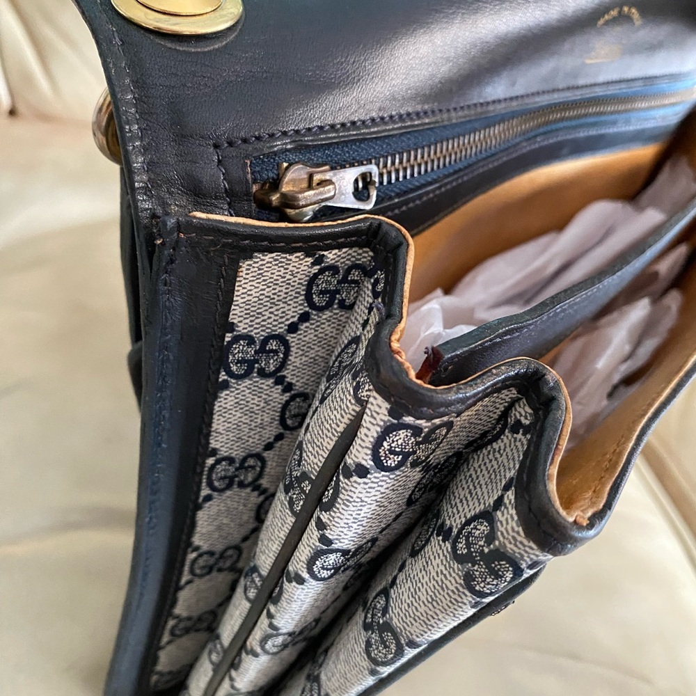 RARE Vintage Gucci 70s Blondie Shoulder Bag GG Saddle COA - Picture 12 of 16